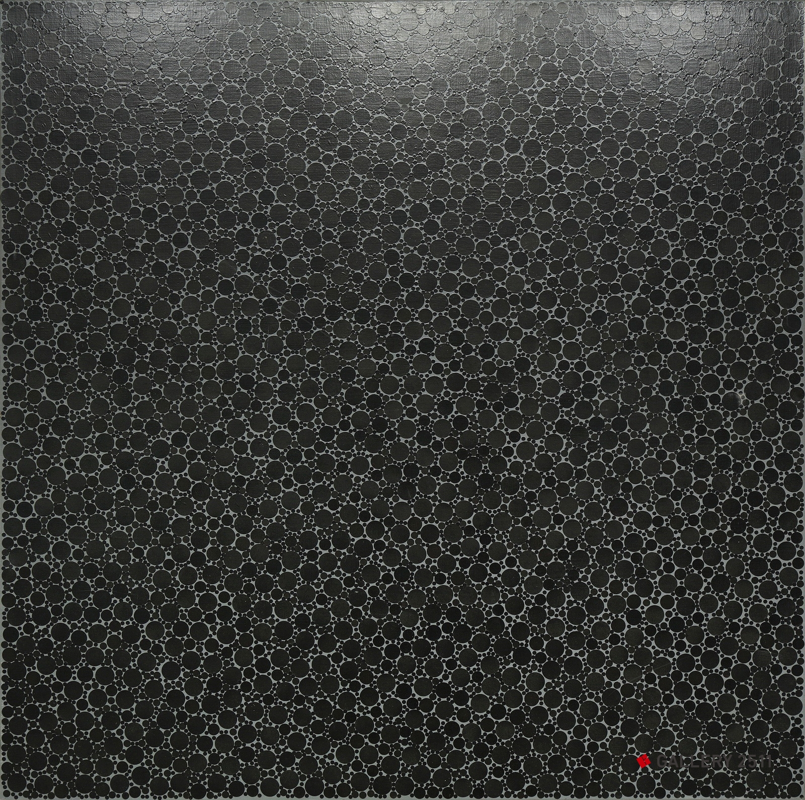 No.126 -「Black on Gray」
 キャンパス、シール, W1000mm × H1000mm, 1995.10.15