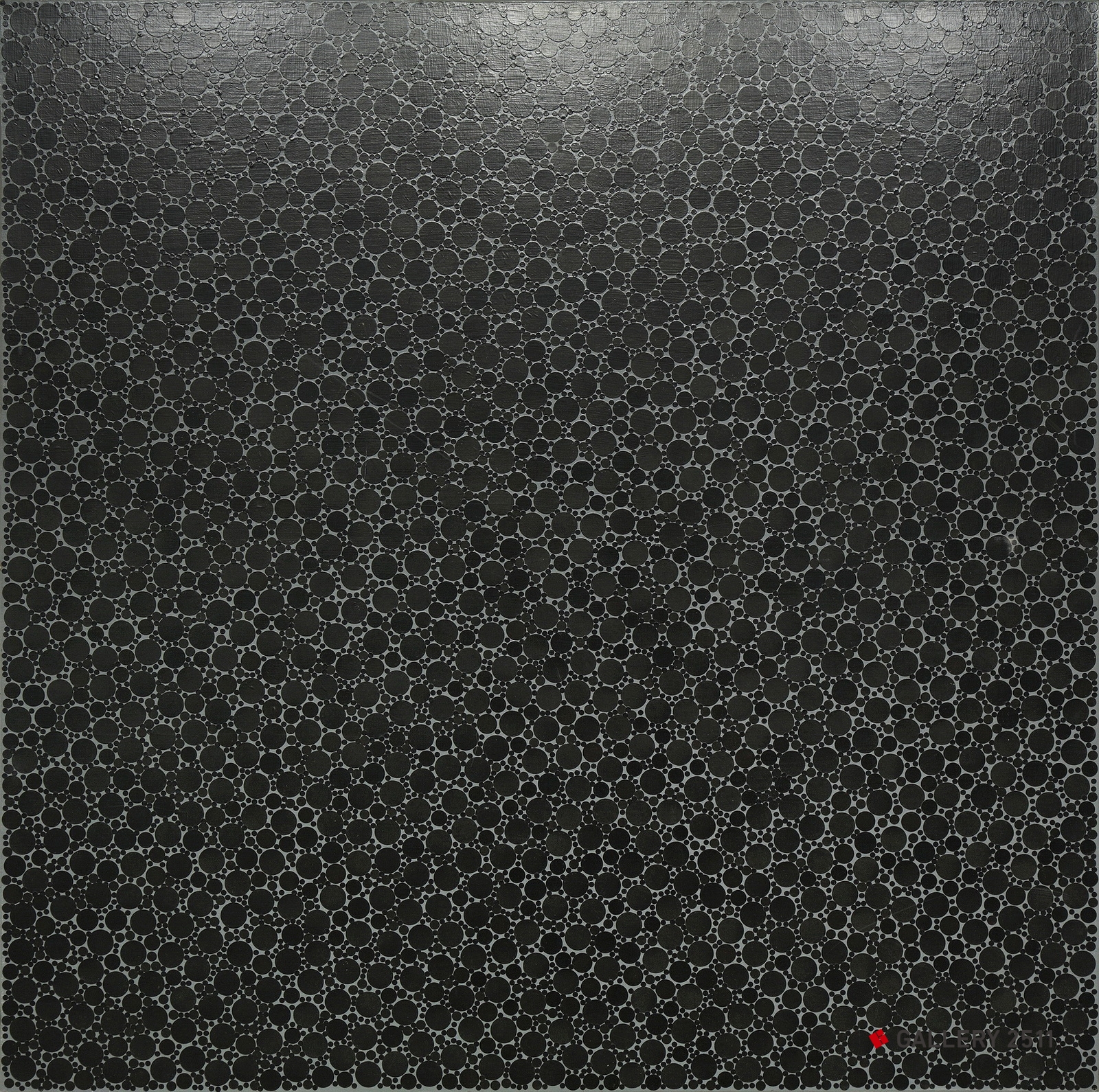 No.126 -「Black on Gray」
 キャンパス、シール, W1000mm × H1000mm, 1995.10.15