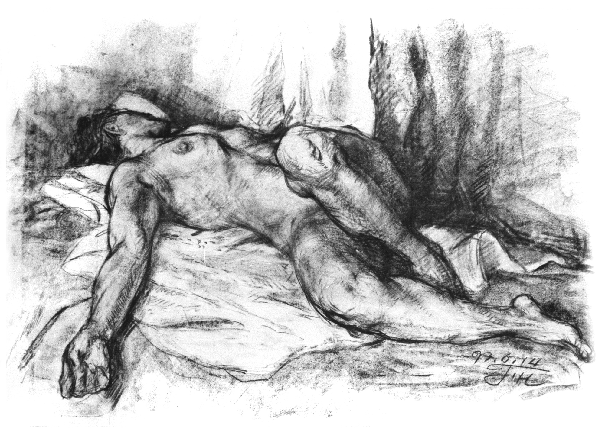 「裸体素描」纸，铅笔，1993