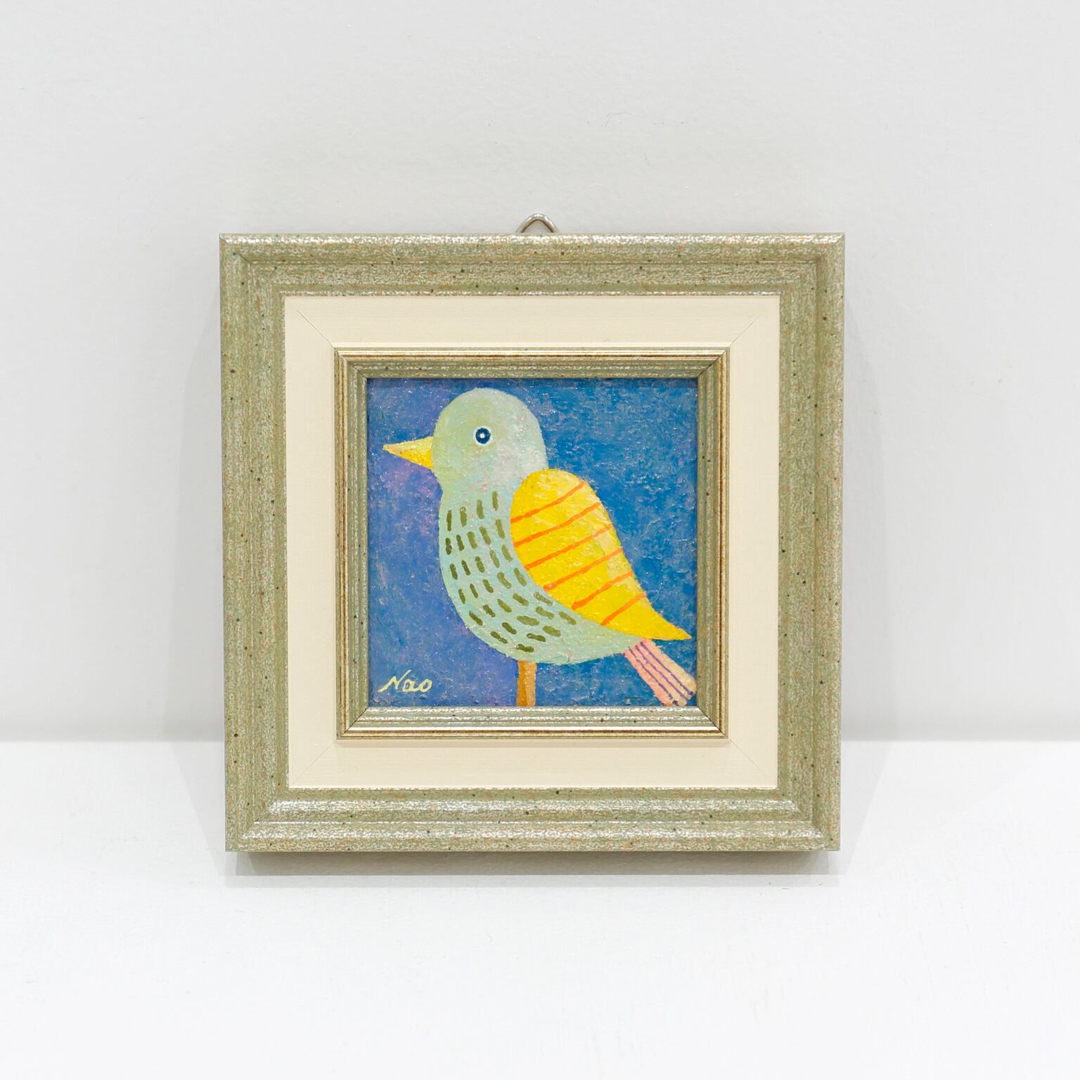 Bird(額装)110×110mm(額含め)・キャンバスにアクリル絵の具